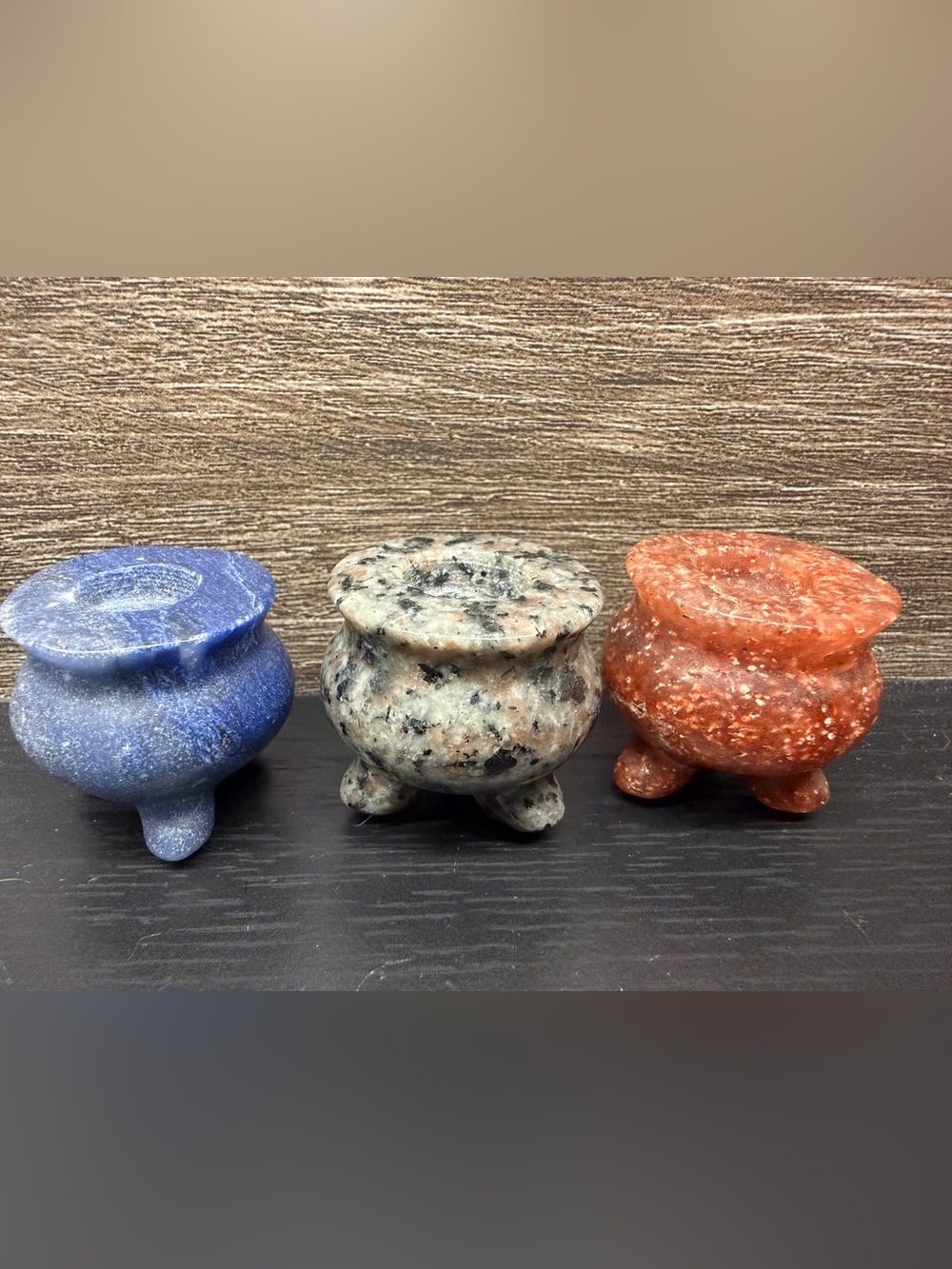 Blue Aventurine, Yooperlite and Strawberry Quartz Cauldron Sphere Holders